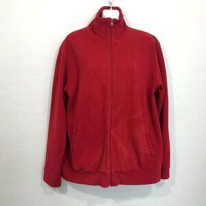 Giordano Womens Red Full Zip Up Fleece Sweatshirt Sweater Jacket Large
